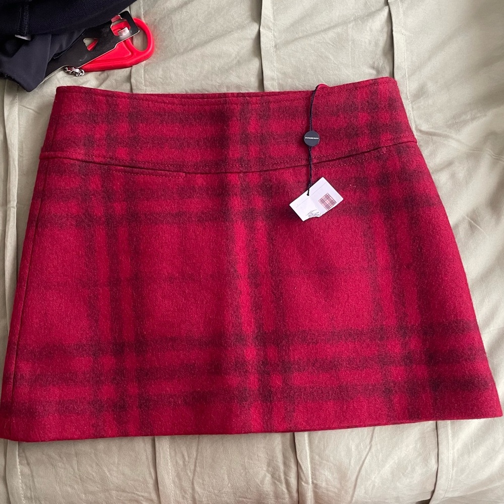 Vintage red wool Burberry skirt
